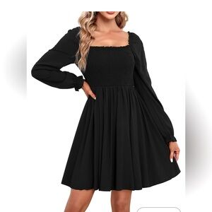 Cotton On brand black long sleeve smocked dress